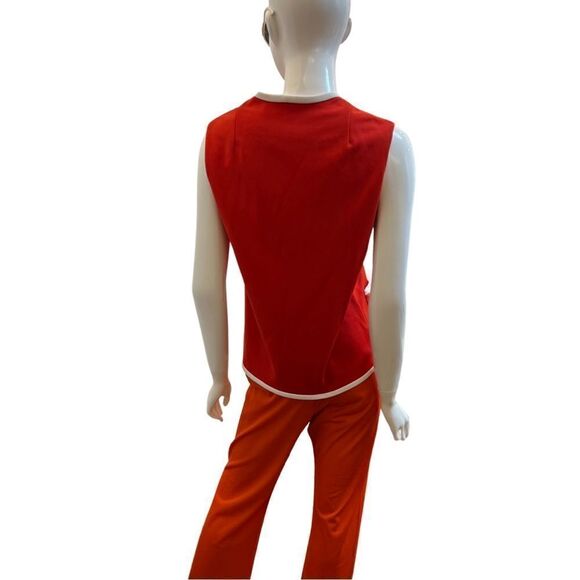 Groovy Vintage 1960s Mod Contrast Trim Big Button Front Pocket Vest - Picture 5 of 7
